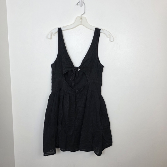 Black Poppy Babydoll Fit & Flare Girly Lightweight Romantic Mini Dress Sz Small - Picture 3 of 10